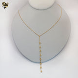 (1-6272) Gold Laminate - Tie Necklace with Circles - BGF