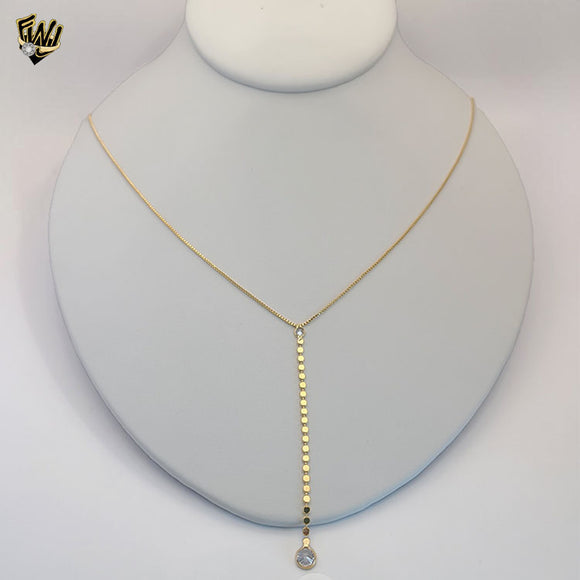(1-6197) Gold Laminate - Tie Zircon Necklace- BGF