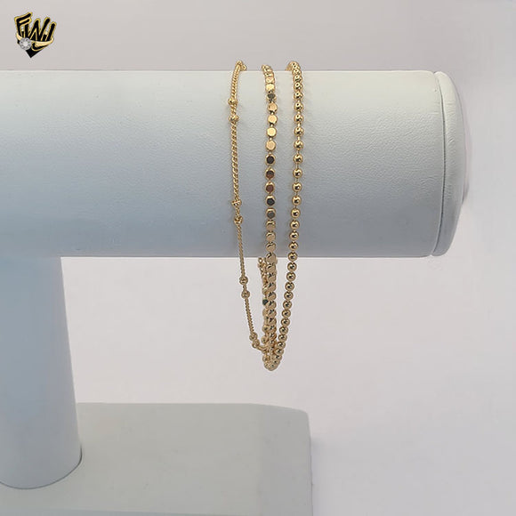 (1-0554) Gold Laminate - Triple Balls Bracelet - 7