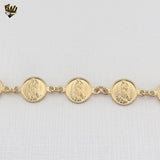 (1-0830) Laminado de oro - Brazalete Virgen de Guadalupe de 8,5 mm - 7,5" - BGF