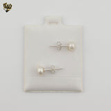 (2-3434) 925 Sterling Silver - 6mm Pearl Stud Earrings.