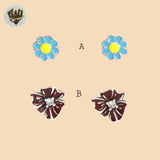 (2-3258-1) Pendientes de plata de ley 925 con forma de flor. 