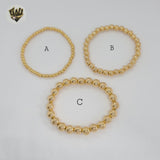 (MBRA-25-5) Gold Laminate - Elastic Balls Bracelets - BGF.