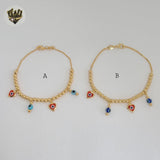 (MBRA-26-2) Pulsera de ojo malvado laminada en oro de 4 mm - BGF