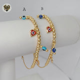 (MBRA-26-2) Pulsera de ojo malvado laminada en oro de 4 mm - BGF