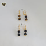 (1-1094-1) Gold Laminate - Stone Earrings - BGF