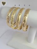 (1-4012) Brazaletes de oro laminado con corte de diamante de 9 mm - BGO