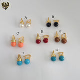 (1-1003) Gold Laminate - Colorful Beads Earrings - BGO
