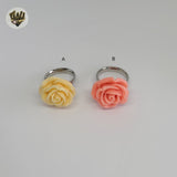 (4-0030-3) Stainless Steel - Flower Ring.