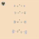 (2-3037) 925 Sterling Silver - Zircon Stud Earrings.