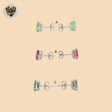 (2-3067) 925 Sterling Silver - Zircon Stud Earrings.