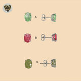 (2-3067) 925 Sterling Silver - Zircon Stud Earrings.