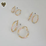 (1-2761) Gold Laminate - Three Tone Hoops - BGO