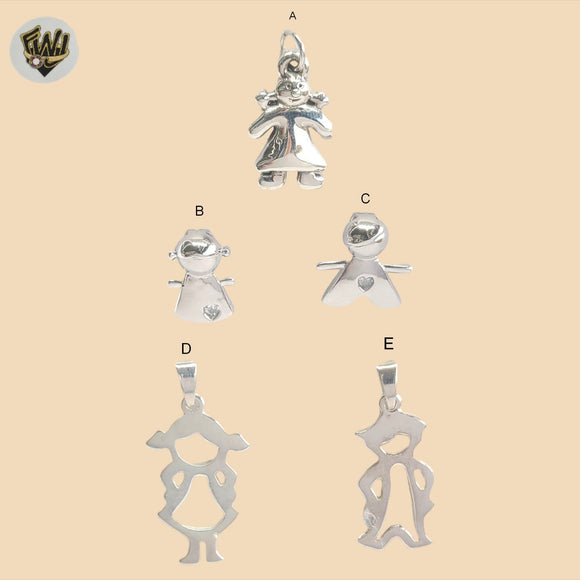 (2-1231) Plata de Ley 925 - Colgantes de Niña y Niño.