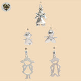 (2-1248) 925 Sterling Silver - Girl and Boy Pendants.