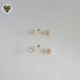 (1-1092) Gold Laminate - Zircon Stud Earrings - BGF