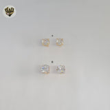 (1-1092) Gold Laminate - Zircon Stud Earrings - BGF