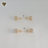 (1-1092) Gold Laminate - Zircon Stud Earrings - BGF