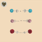 (2-3463) 925 Sterling Silver - Ball Zircon Stud Earrings.