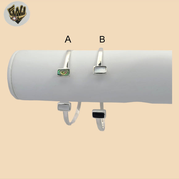 (2-0634) 925 Sterling Silver - 3.5mm Stones Open Bangles - 2.5