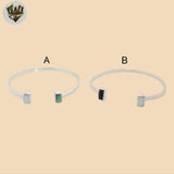 (2-0634) 925 Sterling Silver - 3.5mm Stones Open Bangles - 2.5"