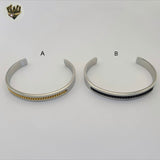 (MBRA-43) Stainless Steel - 7.5mm Curb Link Open Bangle.