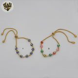 (MBRA-44) Stainless Steel - 1.5mm Evil Eye Bracelet.