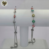 (MBRA-44-1) Stainless Steel - 1.5mm Evil Eye Bracelet.