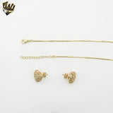 (4-7006) Stainless Steel - Multi Zircon Heart Set.