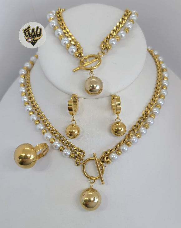 (4-7037-1) Stainless Steel - 10mm Pearl Toggle Set- 17