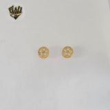 (1-1161-2) Gold Laminate - Zircon Round Stud Earrings - BGO
