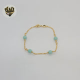 (1-3901-H) Gold Laminate - 6mm Turquoise Beads Bracelet - 7.5" - BGF