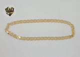 (1-0037) Gold Laminate - 5mm Flat Mariner Link Anklet - 10" - BGF