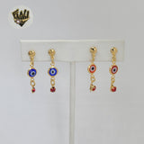 (1-1167) Laminado de Oro - Aretes Largos Evil Eye - BGO