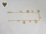 (1-0227) Gold Laminate - 2mm Benedict Charms Anklet - 10" - BGF