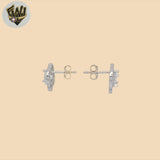 (2-3166) 925 Sterling Silver - Flower Zircon Stud Earrings.