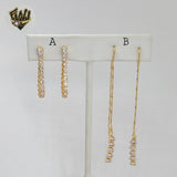 (1-1237-6) Pendientes largos de circonitas laminadas en oro - BGF