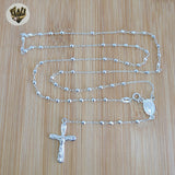 (2-2303) 925 Sterling Silver - Rosary Necklace - 24"