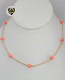 (1-3902-O) Gold Laminate - 6mm Coral Beads Necklace - BGF