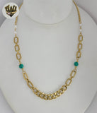 (4-7152) Stainless Steel - 4mm Links Necklace with Stones - 20".