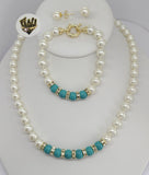(MSET-37) Laminado Dorado - Conjunto de Perlas de Mallorca de 8 mm en Dos Colores - BGF
