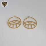 (4-2238-1) Stainless Steel - Evil Eye Hoops.