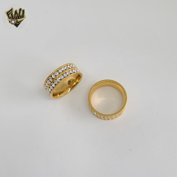 (4-0020) Stainless Steel - Zircon Band Ring.