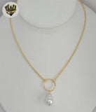 (1-6508) Gold Laminate - Rolo Link Pearl Necklace - BGF