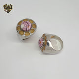 (4-0036) Stainless Steel - Chunky Flower Ring.