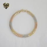 (1-0815) Gold Laminate - 7mm Flat Three Tones Bracelet - 7.5" - BGO
