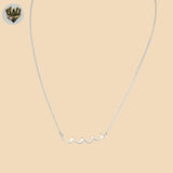 (2-66081) 925 Sterling Silver - 1mm Link Wave Necklace -17.5".