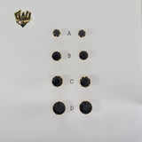 (1-1082) Gold Laminate - Zircon Stud Earrings - BGF