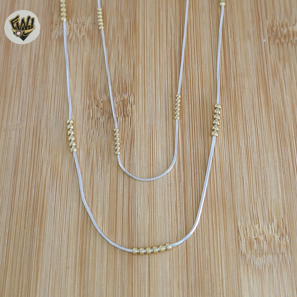 (2-8004) 925 Sterling Silver - Two Tone Ball Chains .