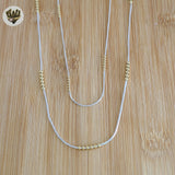 (2-8004) 925 Sterling Silver - Two Tone Ball Chains .